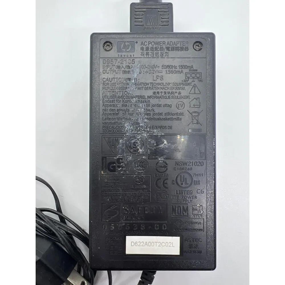HP oem AC POWER supply ADAPTER 0957-2271 for printer 32V with male Purple Plug